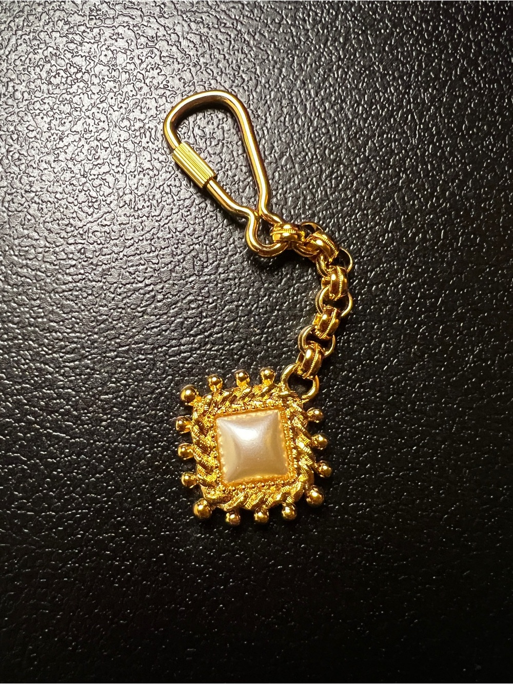Vintage St. John Knits gold plated faux pearl keychain